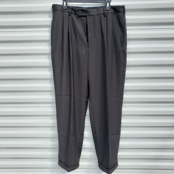 JF J. Ferrar black pleated dress pants 36x30 - Picture 1 of 7